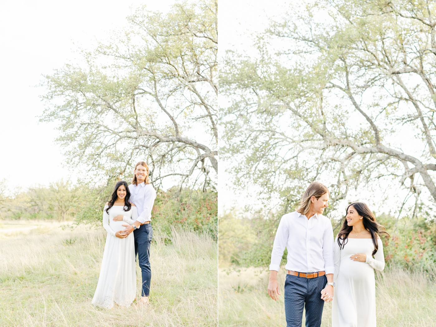 Happy couple smiling during maternity session in Round Rock Texas. Photos by Sana Ahmed Photography.