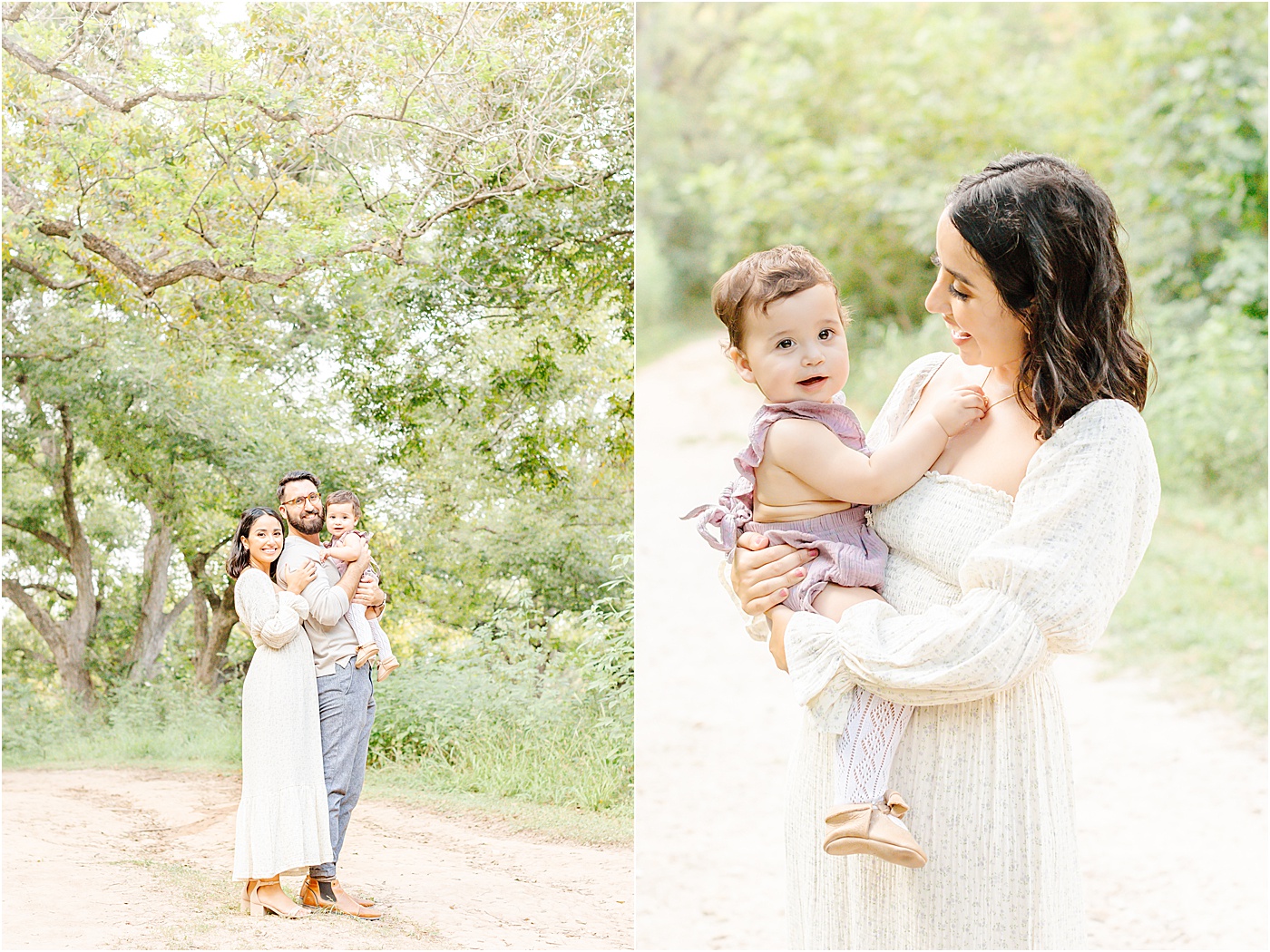 Sweet Fall family portraits with family of three in field near Austin. Photos by Sana Ahmed Photography.