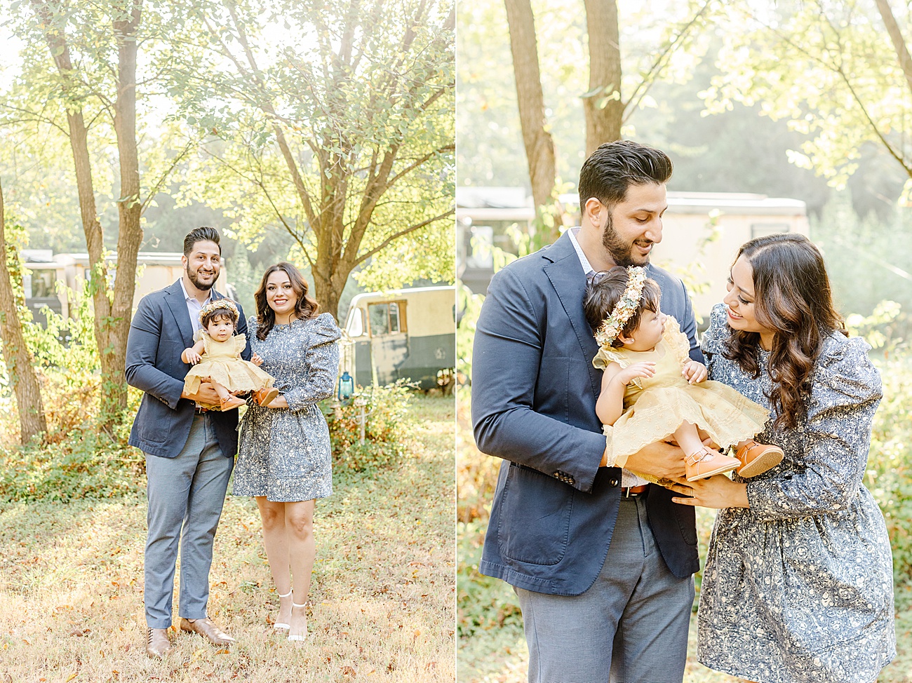 Unique location for family photos in Austin, Texas as family celebrates first birthday for little girl. Photo by Sana Ahmed Photography