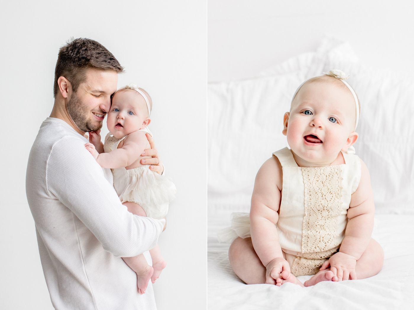 Photos of baby girl during six month milestone session in Austin by Sana Ahmed Photography.