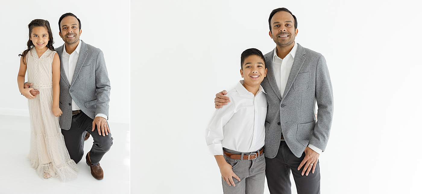 Dad with his two kids in the studio | Image by Sana Ahmed Photography