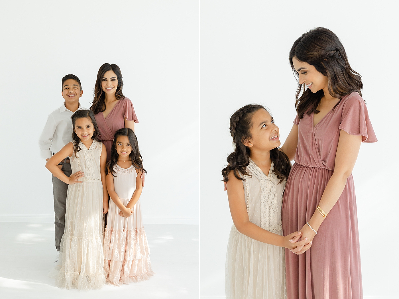 Mom posing with her three children in the studio | Image by Sana Ahmed Photography