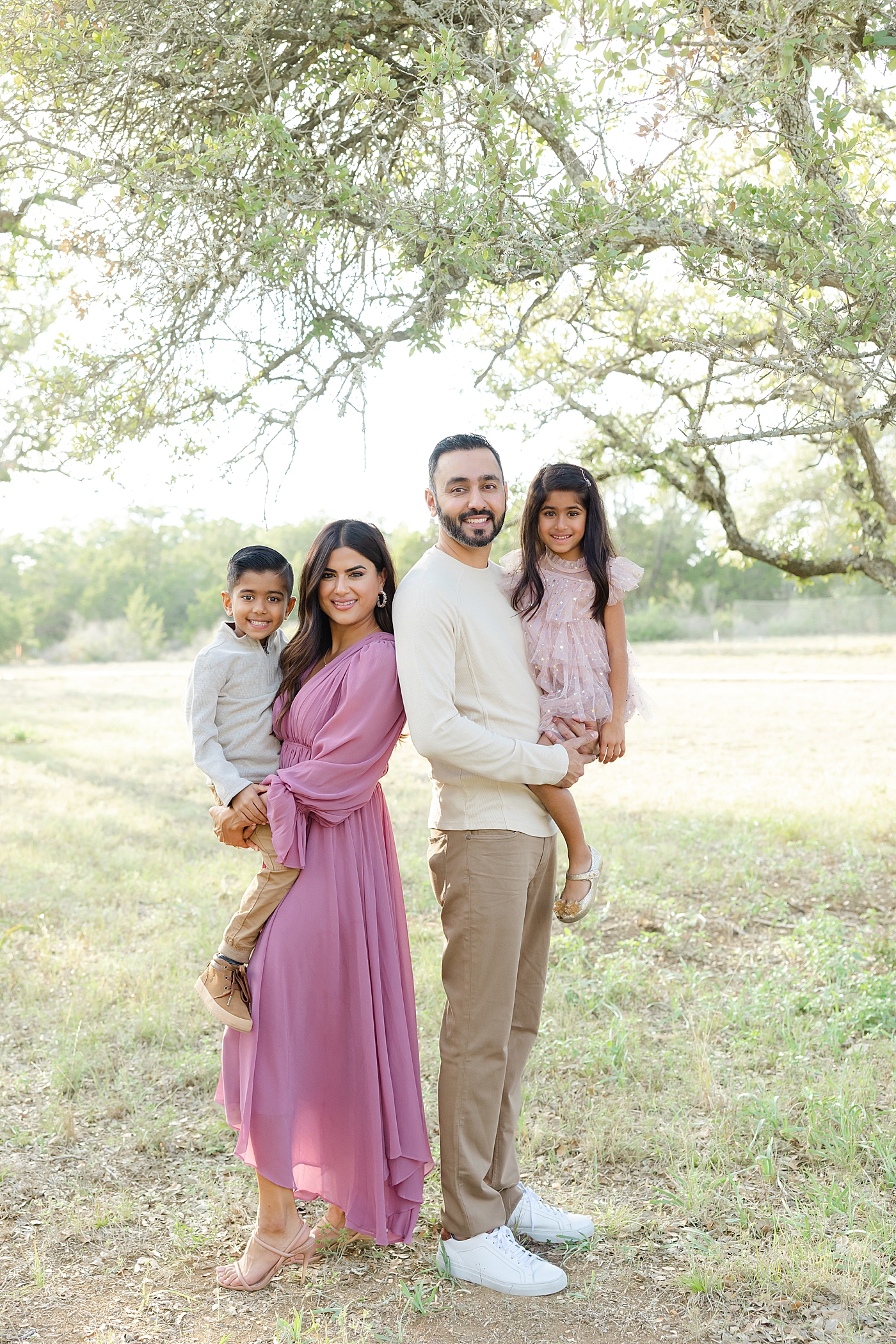 Family of four in the park | Field Family Session in Austin with Twins with Sana Ahmed Photography 